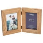 New England 4x6 Solid Oak Hinged Double Photo Frame Image