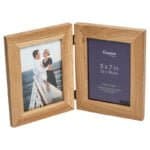 New England 5x7 Solid Oak Hinged Double Photo Frame Image