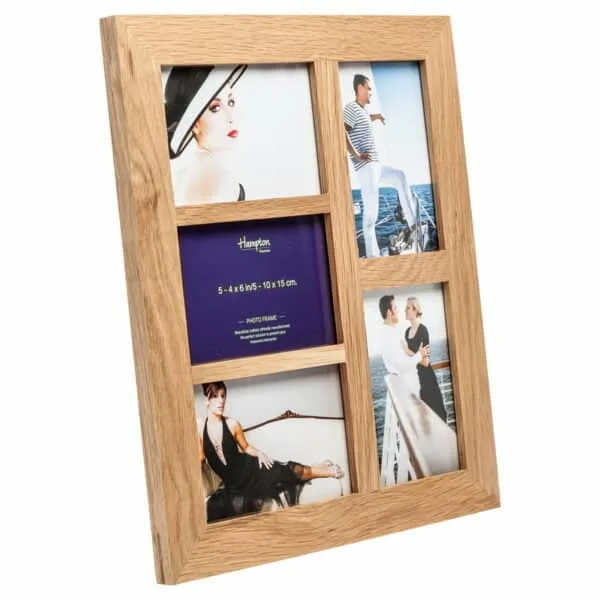 Solid Oak 5 Aperture Photo Frame