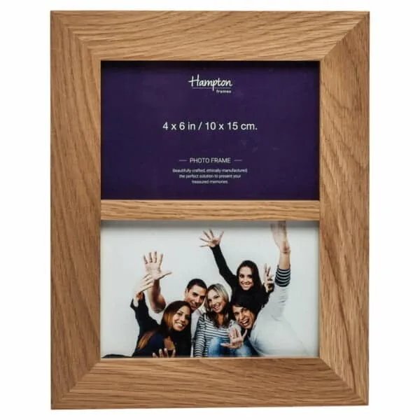 Solid Oak 4x6 Double Photo Frame