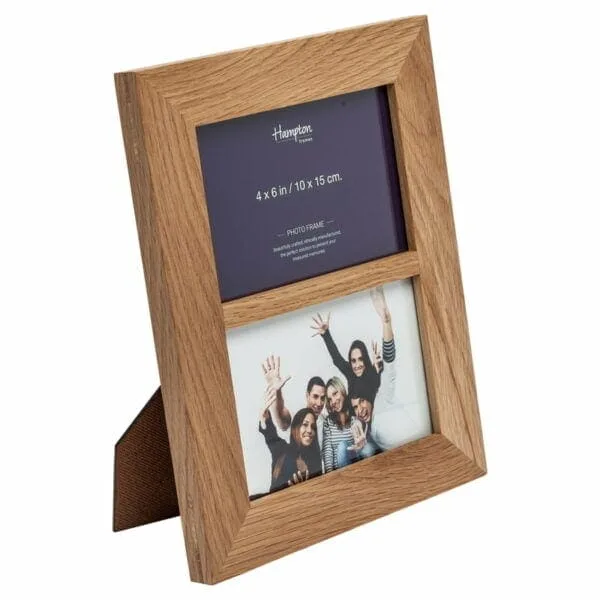 Solid Oak 4x6 Double Photo Frame