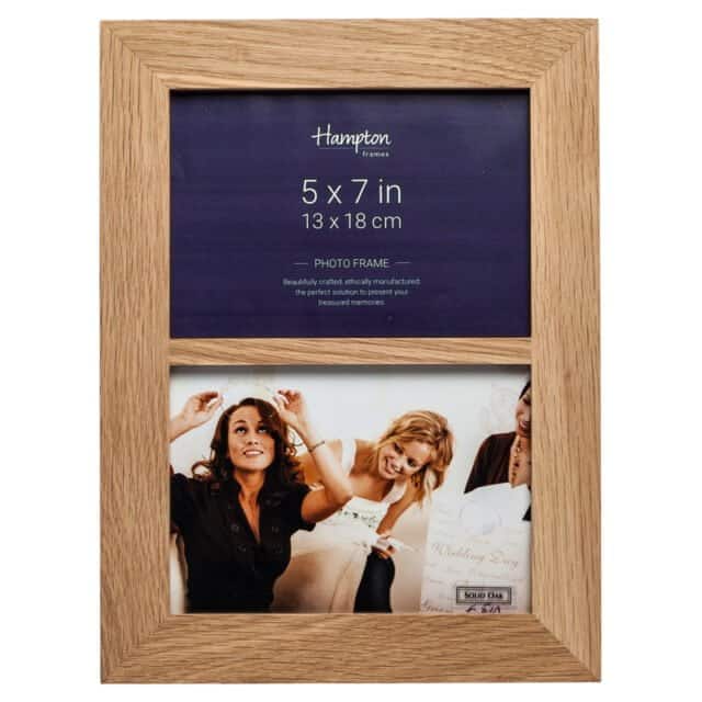 New England 5x7 Solid Oak Double Photo Frame - Hampton Frames Retail