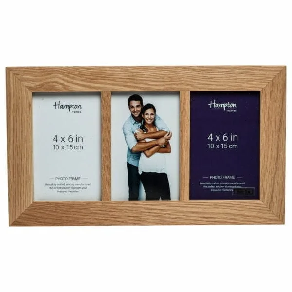 Solid Oak 4x6 Triple Photo Frame