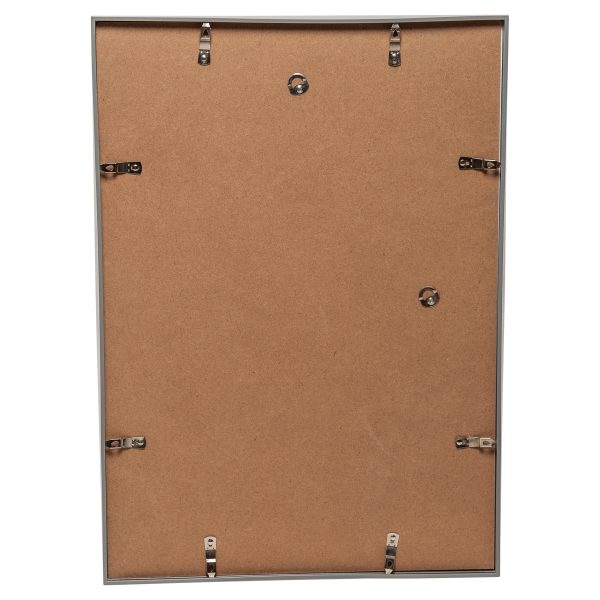 Back of rectangular picture frame with metal hanging clips