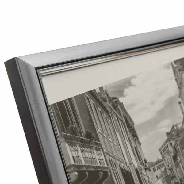 Modern silver photo frame on white background