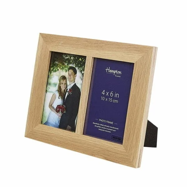 Solid Oak 4x6 Double Photo Frame