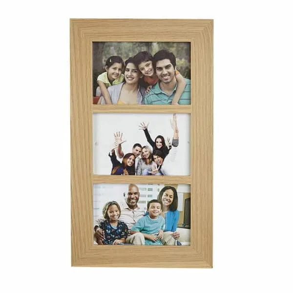 Solid Oak 4x6 Triple Photo Frame