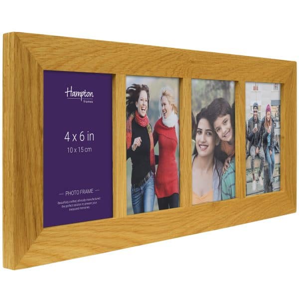 Oak multi-aperture 4x6 inch photo frame