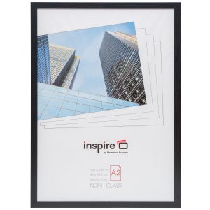 Black A2 non-glass photo frame with cityscape insert