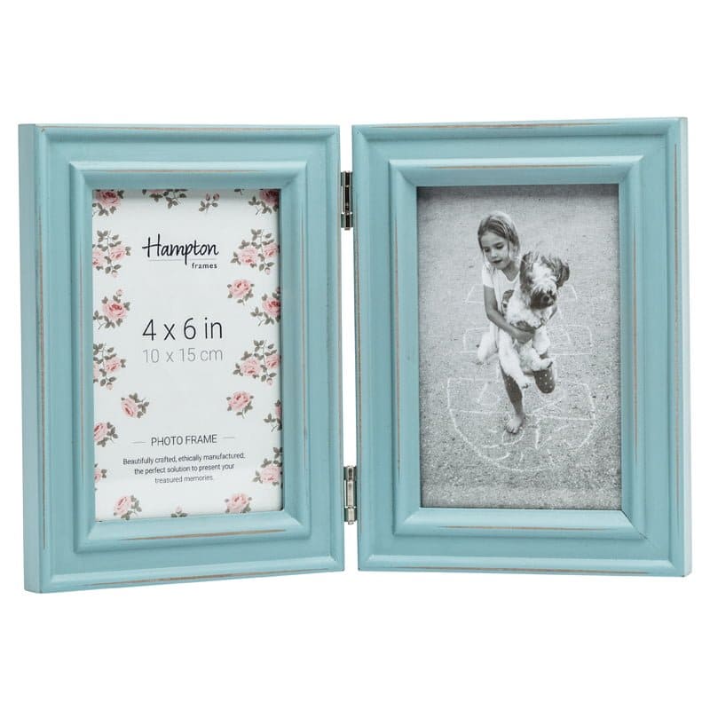 Hampton Frames Paloma Distressed Shabby Chic Picture Photo Frame Blue Double 2-4x6 PAL301904B