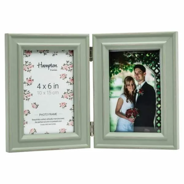 Paloma 4x6 Hinged Double Sage Photo Frame