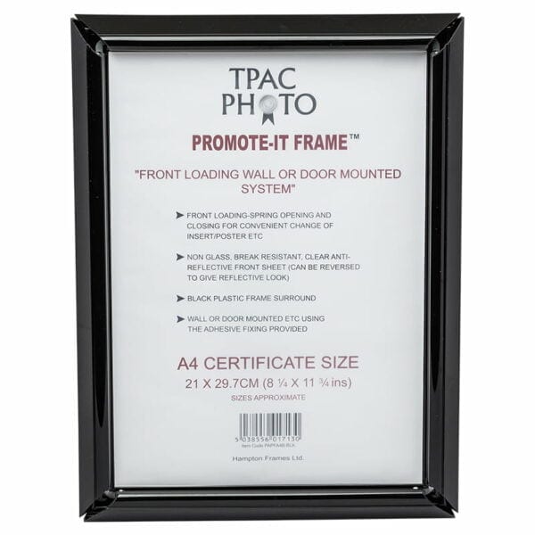 Promote It A4 Black Certificate Frame