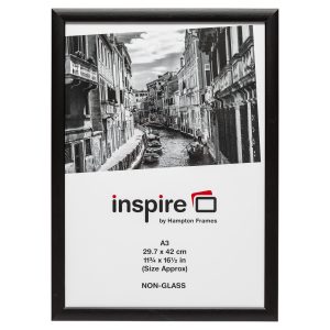 Black A3 non-glass photo frame with Venice canal insert