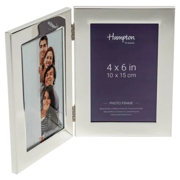 Woburn 4x6 Silver Hinged Double Photo Frame