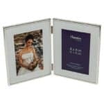 Mayfair 4x6 Narrow Silver Hinged Double Photo Frame With Mount Image