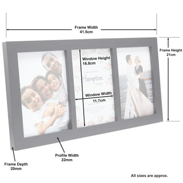 Gallery 5x7 Triple Black Photo Frame