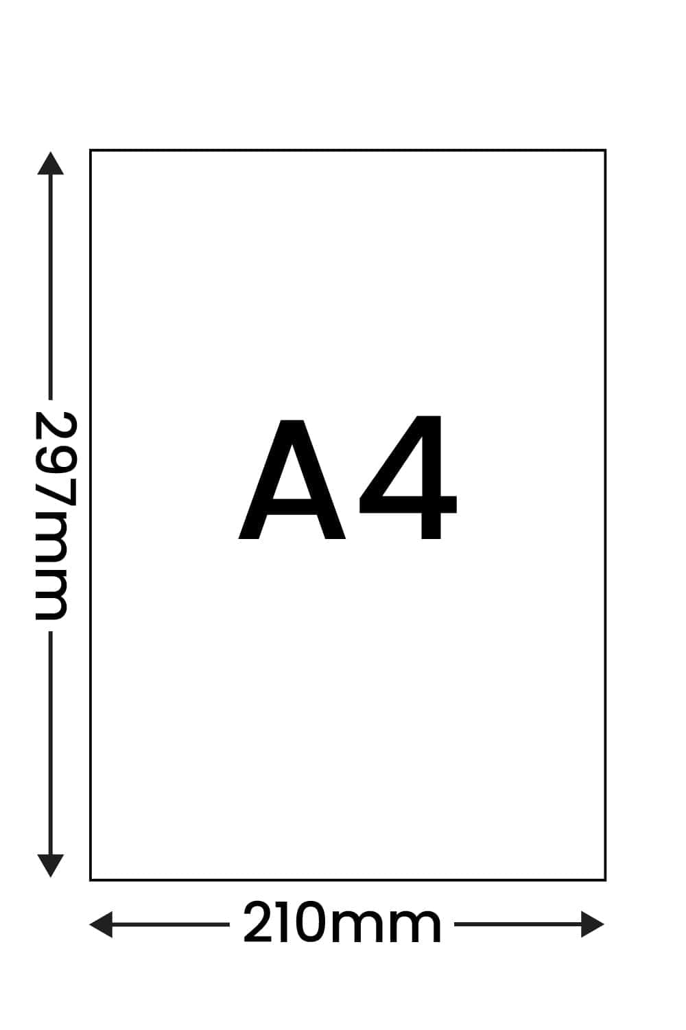 Diagram showing measurements of A4 photo frame