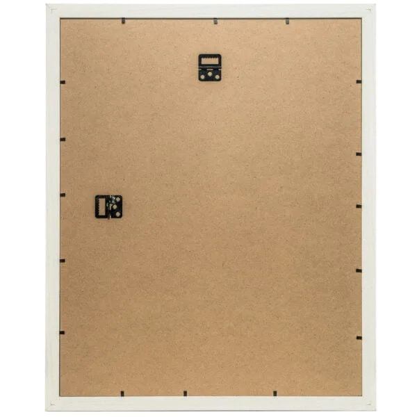 Back view of framed canvas with mounting hardware