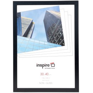Black photo frame with skyscraper print