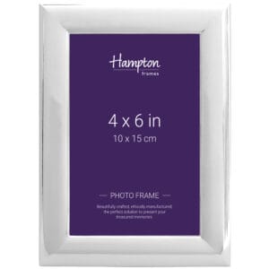 Silver photo frame, 4x6 inches, elegant design.