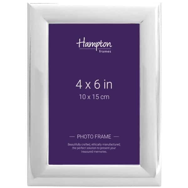 Silver photo frame, 4x6 inches, elegant design.