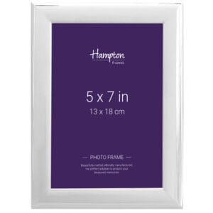 Silver photo frame, 5x7 inches, elegant design.