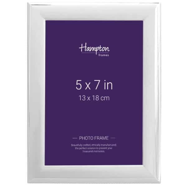 Silver photo frame, 5x7 inches, elegant design.