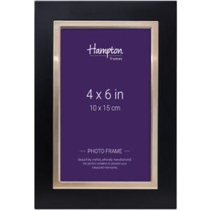 Black 4x6 photo frame with silver lining.
