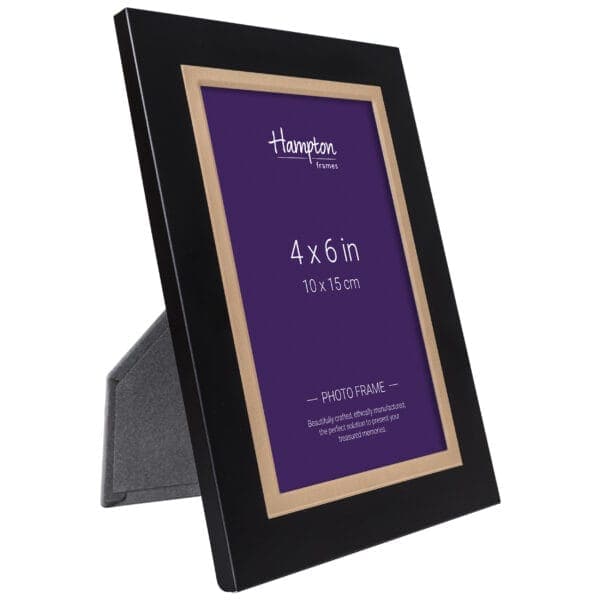 Black and gold 4x6 photo frame
