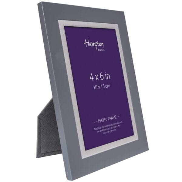 Grey 4x6 inch photo frame, standing orientation.