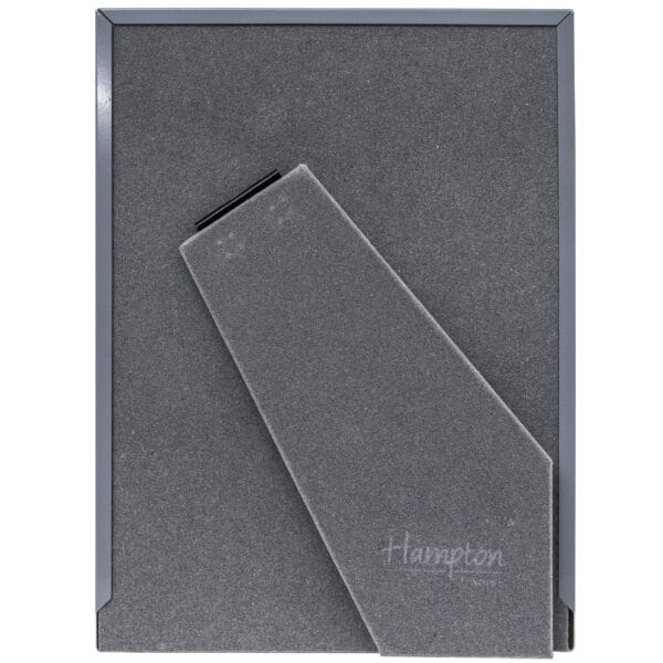 Back of photo frame with stand, grey colour.