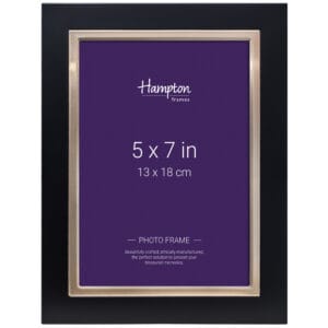 Black photo frame, 5x7 inches, elegant design.