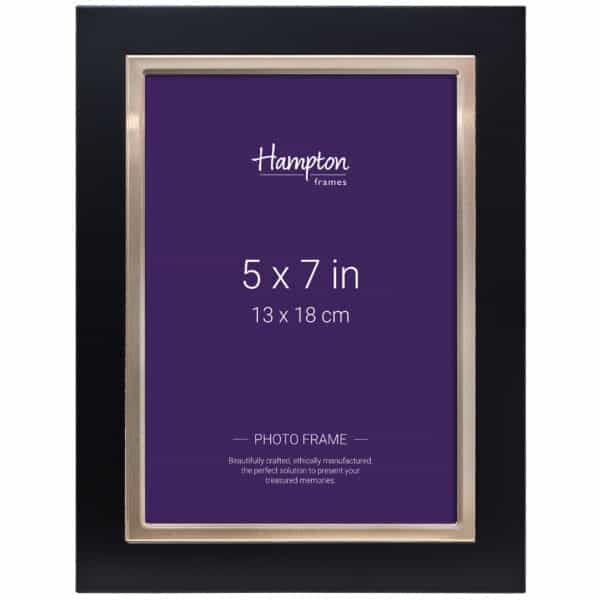 Black photo frame, 5x7 inches, elegant design.
