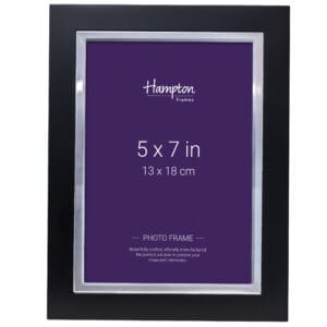 Black photo frame, 5x7 inches, Hampton brand.