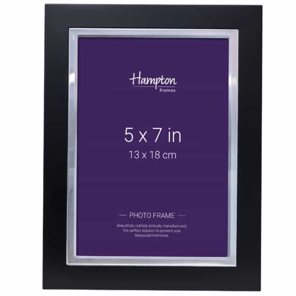 Black photo frame, 5x7 inches, Hampton brand.