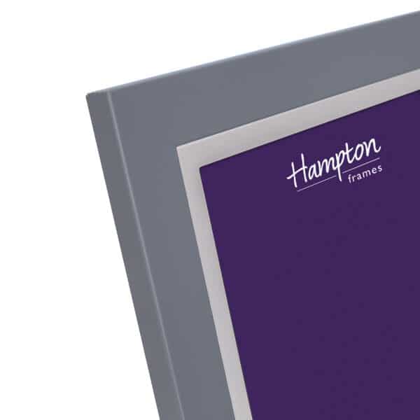 Silver picture frame with purple background