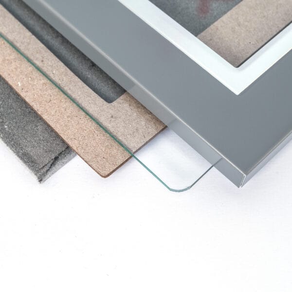 Picture frame components layered together