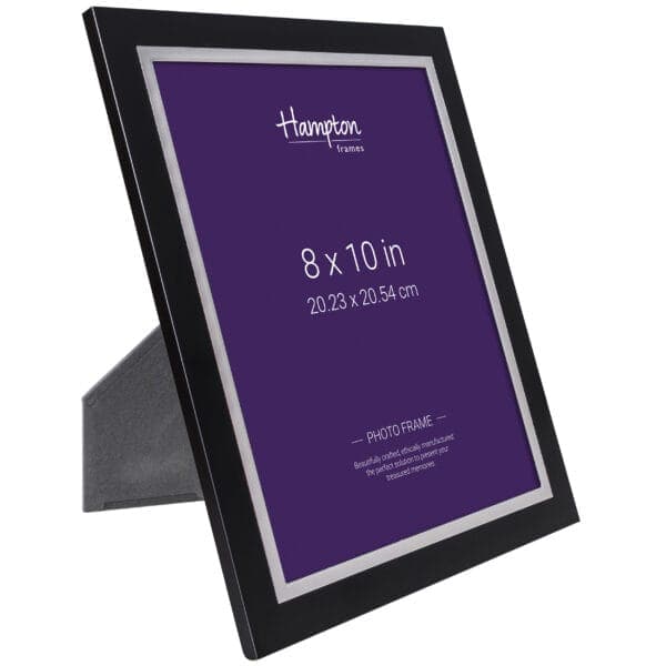 Black 8x10 inch photo frame with stand