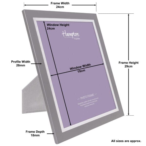 Picture frame dimensions: height 29cm, width 24cm.