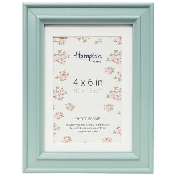 Light green 4x6 photo frame with floral design.