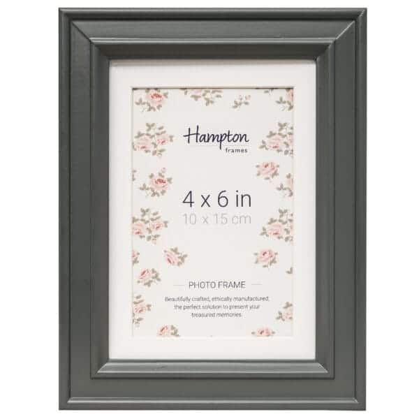 Grey 4x6 inch photo frame with floral design.