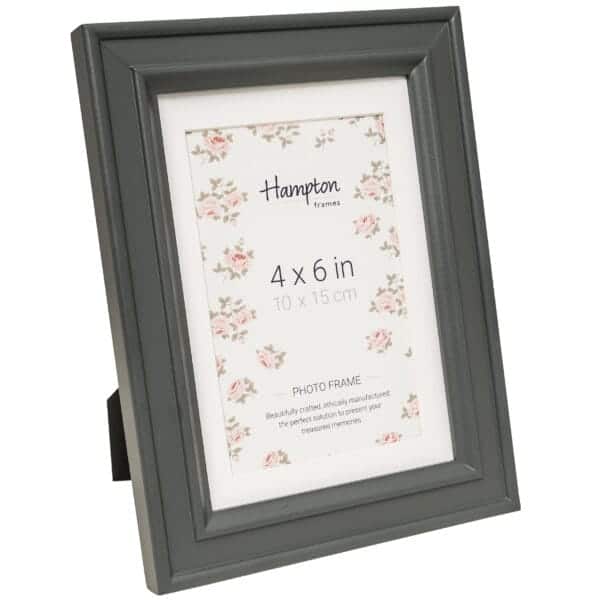 Grey photo frame with floral design