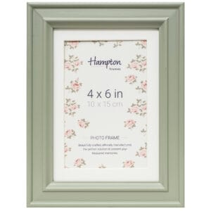 Green photo frame with floral design.