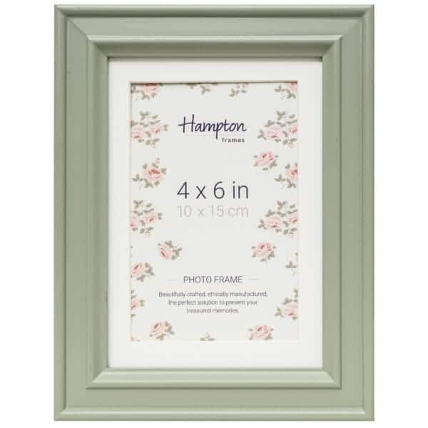 Green photo frame with floral design.