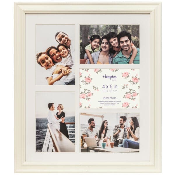 White collage photo frame with family pictures.