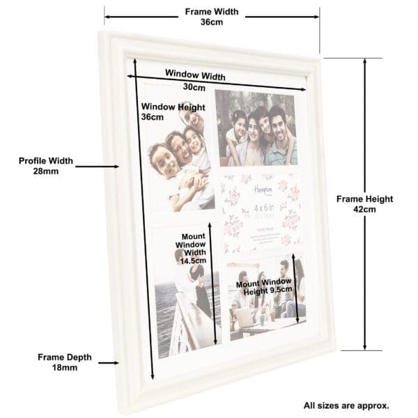 Photo frame with dimensions labelled in centimetres.