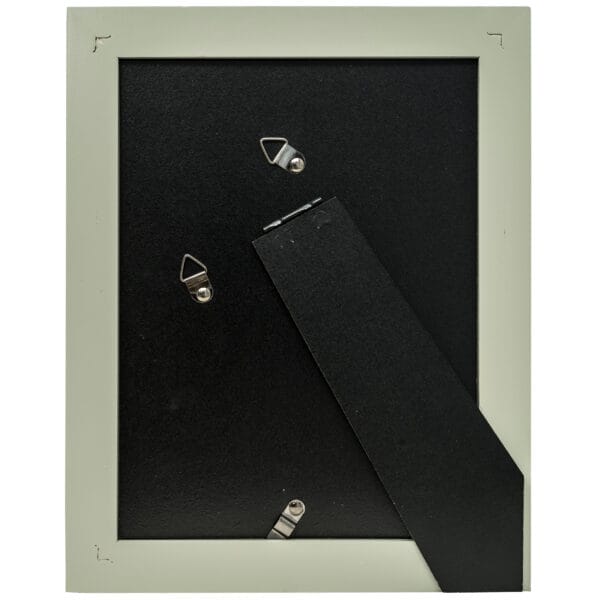 Back of an empty picture frame with stand.