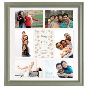 Collage photo frame with family pictures.