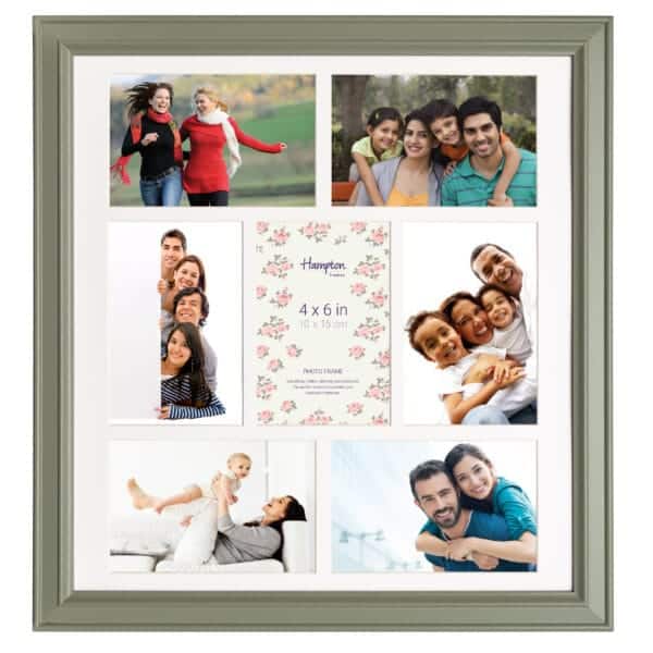 Collage photo frame with family pictures.