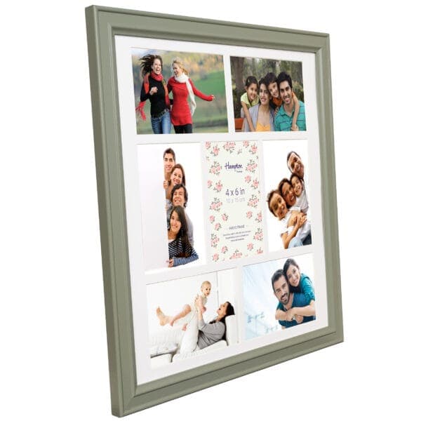 Collage photo frame with multiple family pictures.
